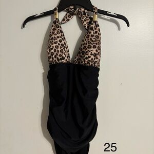 Leopard Print Halter Swimsuit